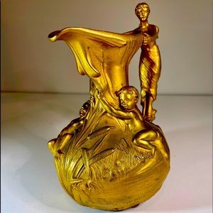 Amazing H. Huppe Gold colored pewter pitcher in the Art Nouveau style.